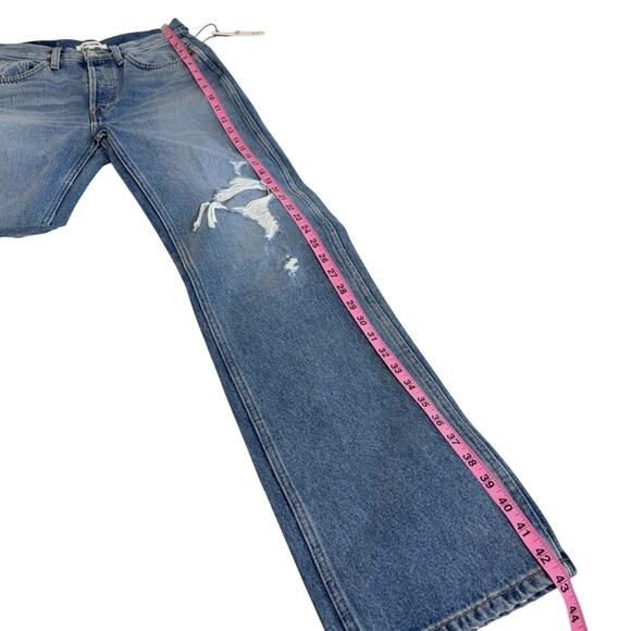 RE/DONE Destroyed 90s High Rise Loose Jeans in Destroyed Medium Blue 26 NWTs - Picture 8 of 16